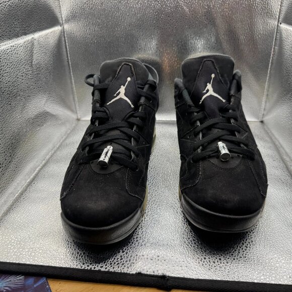 Size 12 Air Jordan 6 Retro Low Chrome Black Mens Lace-Up Shoes 304401-003 - Picture 4 of 12